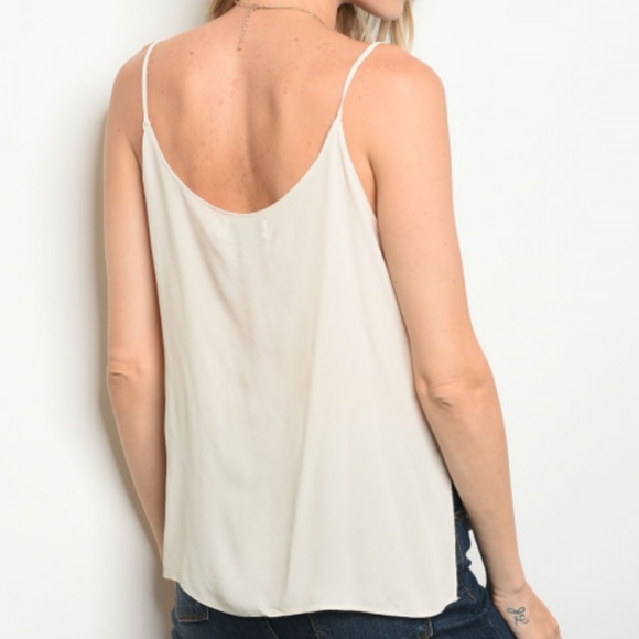 Cream Faux Wrap Tank Top - Picture 2 of 2